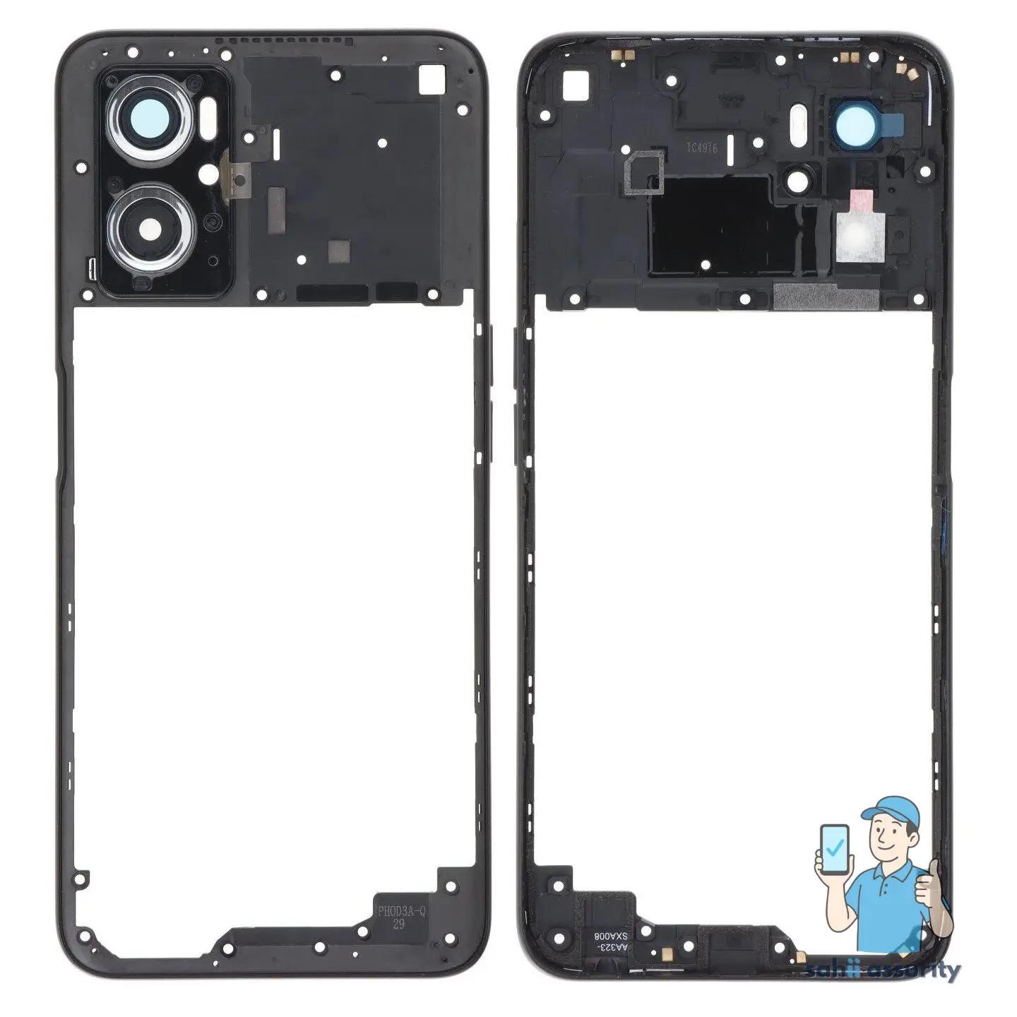 Middle Frame Ring Only for Oppo A76 Black